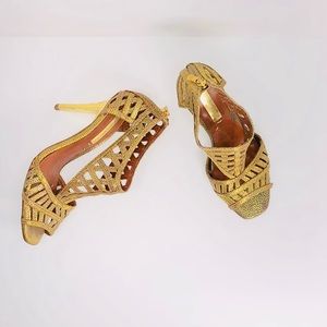 BCBG MaxAzaria Ivette Gold/Bronze Heels (6.5)